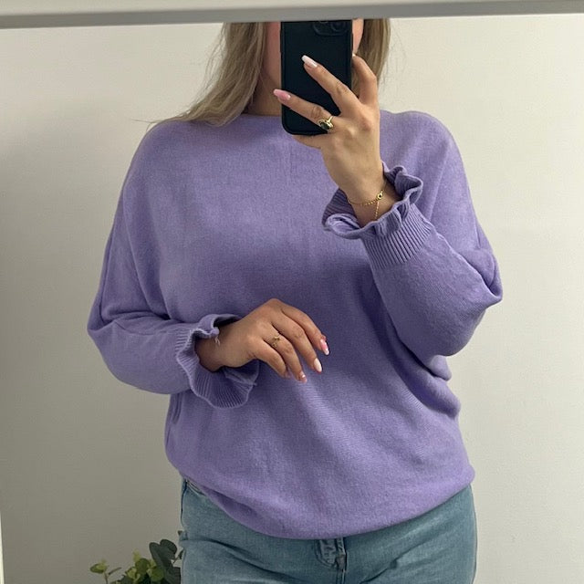 SWEATER RUFFLE SLEEVE SWEATER LILA
