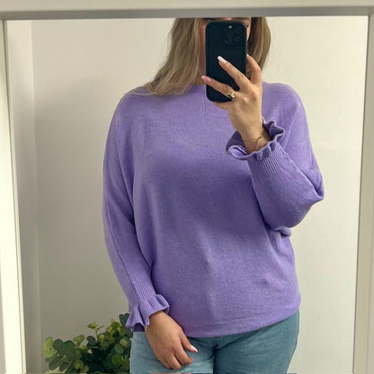 SWEATER RUFFLE SLEEVE SWEATER LILA