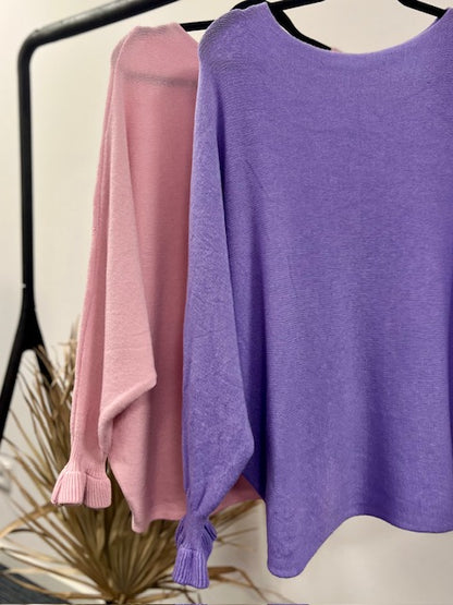 SWEATER RUFFLE SLEEVE SWEATER LILA