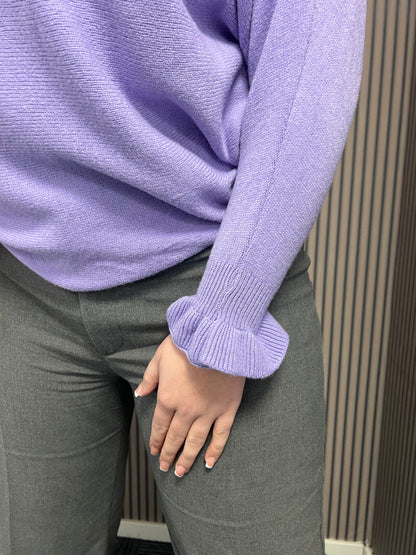 SWEATER RUFFLE SLEEVE SWEATER LILA
